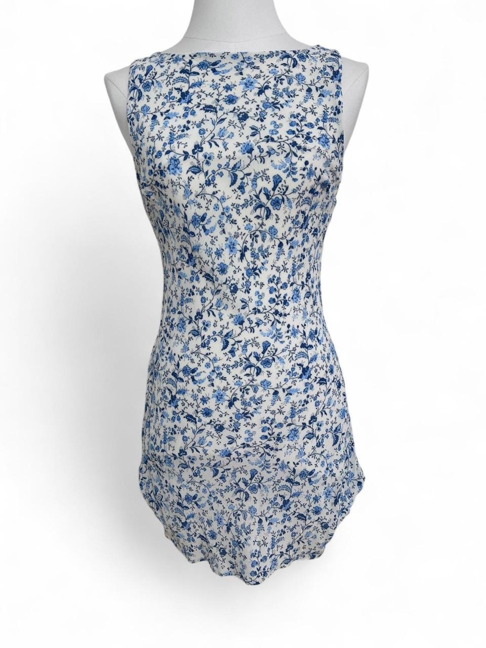 Reformation Women's Blue & White Floral Sleeveless Mini Dress - medium